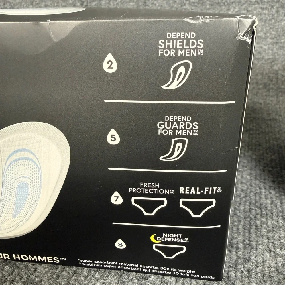 Set of 2 Depend Mens Shields Fresh Protection 58 Count Light Absorbency